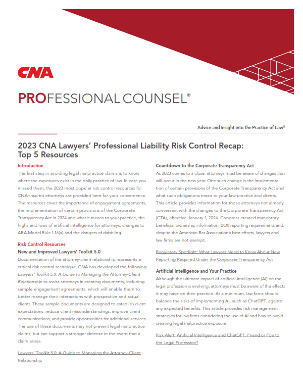 cna-professional-counsel-2023-cna-lawyers'-professional-liability-risk-control-recap-top-5-resources_001.png